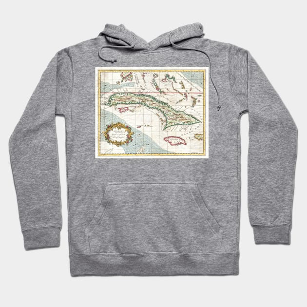 Vintage Map of Cuba and Jamaica (1763) Hoodie by Bravuramedia